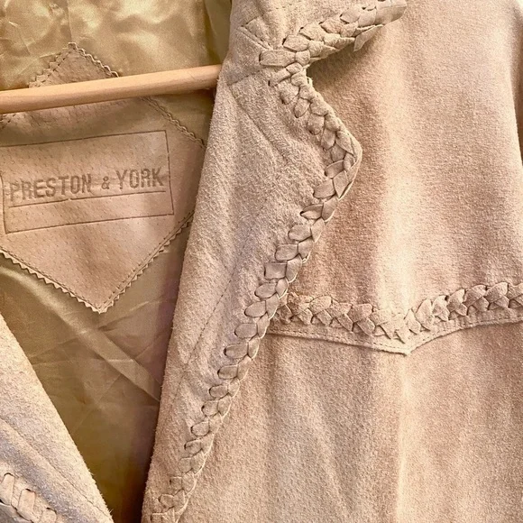 Preston & York Lg Genuine Suede Western/ Rockabilly Jacket Blazer Tan Whipstitch - Picture 5 of 14